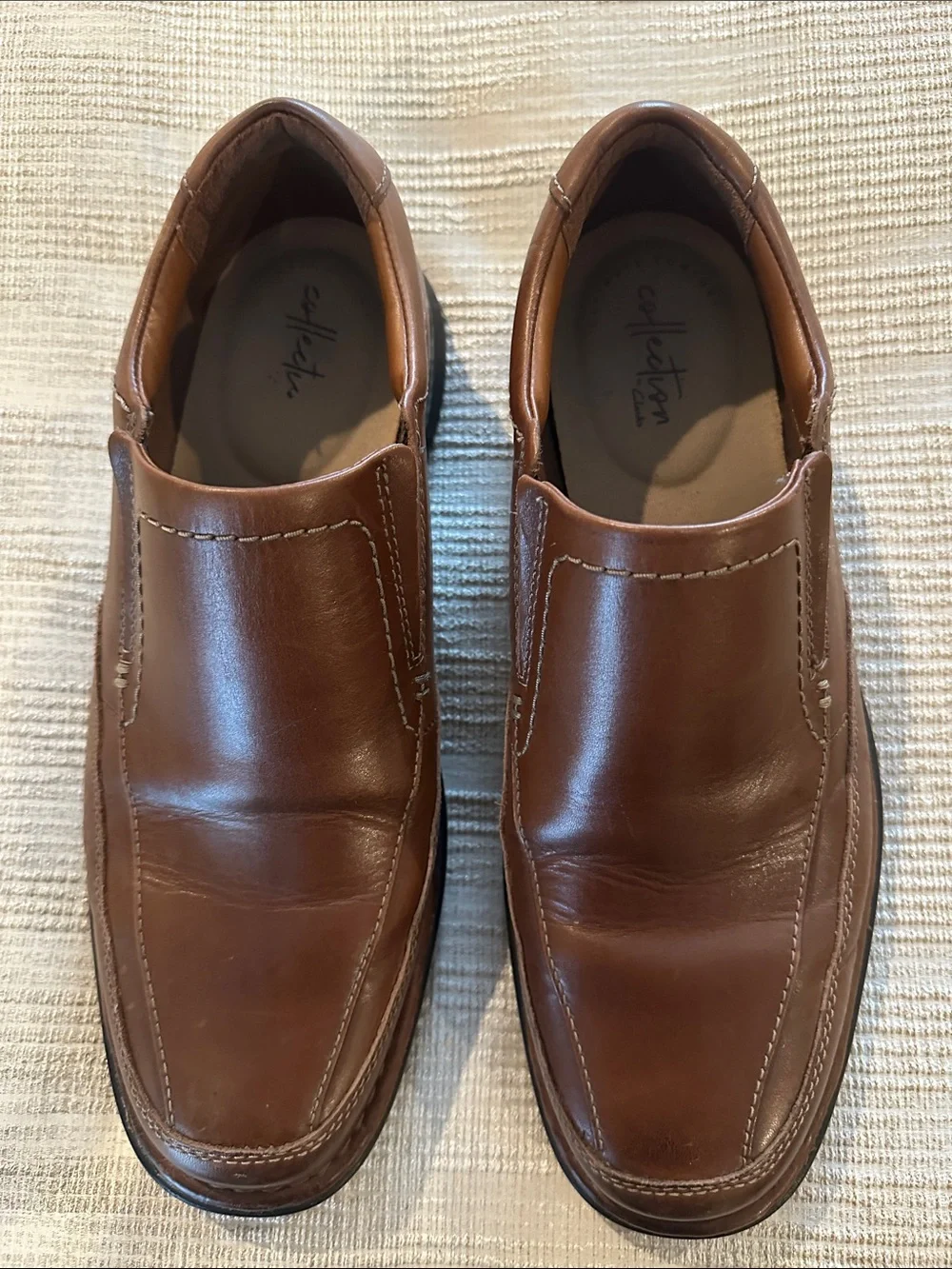 Clark's Collection Ultimate Comfort Brown Leather Slip On Dress Shoes - Size 10W